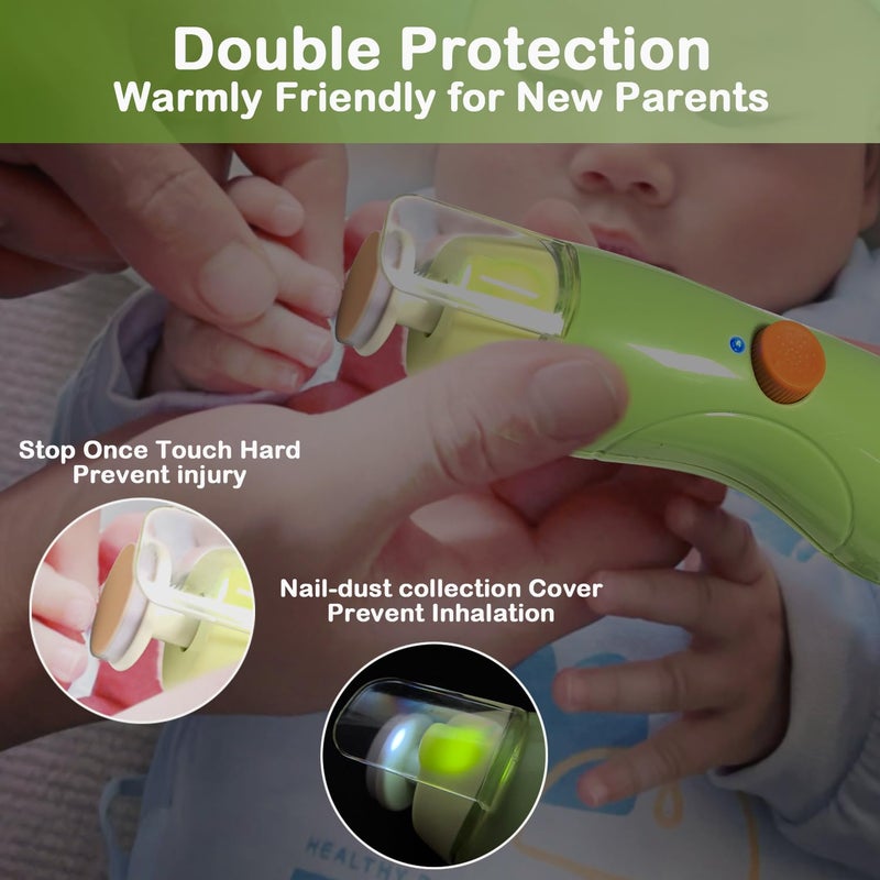 FANSIDI Rechargeable Baby Nail File with 8100RPM Motor, Stepless Speed Control, Pressure-Stop Safety, Type-C Charging, Quiet Electric Nail Trimmer for Newborns, Toddlers & Adults, Fresh Mint Green - Image 5